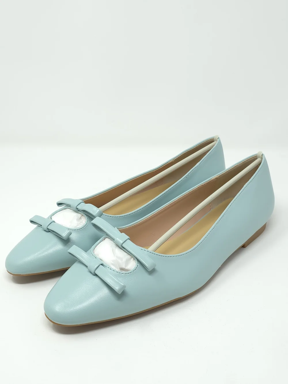 NWT C. Paravano Double Bow Cutout Ballet Flats Emma Blue 39.5 US 9
